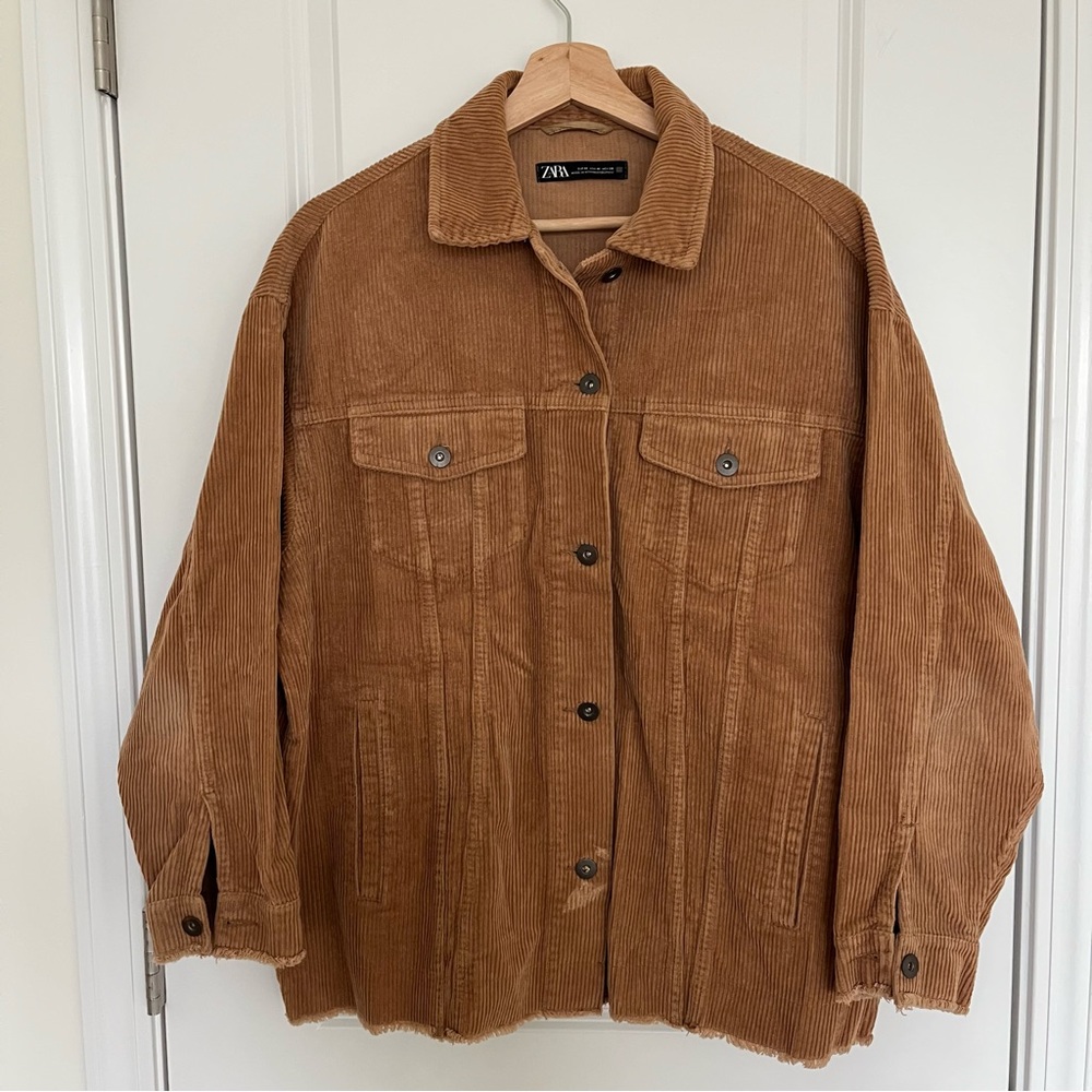 Zara Women's Tan Corduroy Utility Jacket